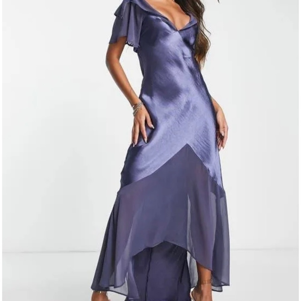 Top shop satin blue bridesmaid maxi dress size s